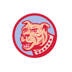 Obraz premium Mastiff Dog Mongrel Head Side Circle Cartoon