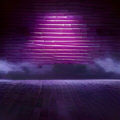 Bright empty room made from brick with violet and blue color