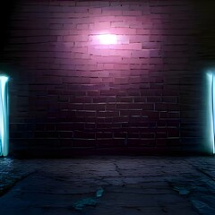 Empty wall background, basement, neon light
