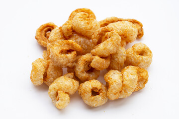 Crispy pork rinds or pork snack.