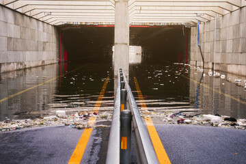 Traffic tunnel was so flooded that it could not be used with residual waste causing drains to clog...