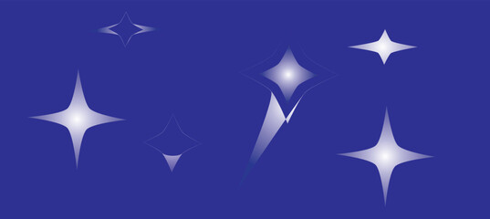 a set of glowing stars on a blue background, background pattern, template for postcards, fabrics, wallpapers, covers