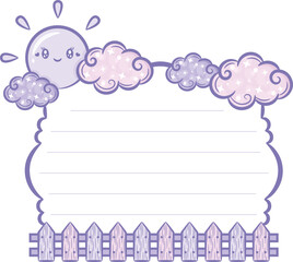 sun and fence note letter with pastel coloring for writing