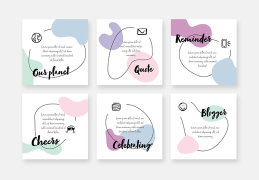 Creative Social Layout with Hand Drawn Elements and Pastel Accent