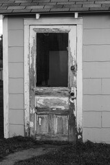 vintage old rural door in black and white