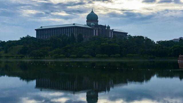 Time-lapse 4k UHD footage of Prime Minister Office at Putrajaya during sunrise