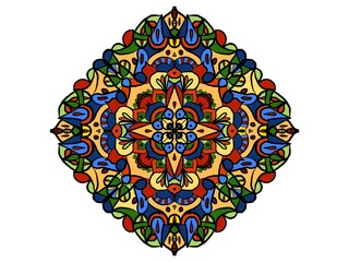 Mandala colorida inspirada en los colores y formas de La India 