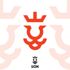 lion face abstract logo with line style