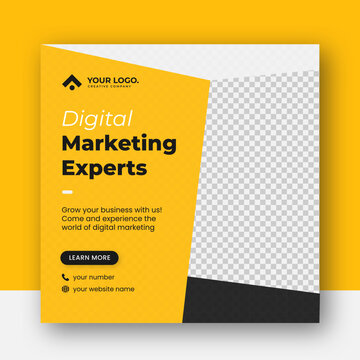 Yellow modern geometric corporate business digital marketing experts social media post banner ads template