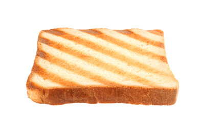 Slice of delicious toasted bread isolated on white