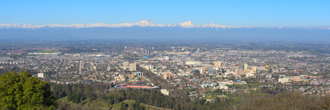 Aerial view of chilean small town, Talca, Maule