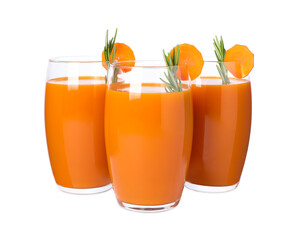 Three glasses of fresh on white background