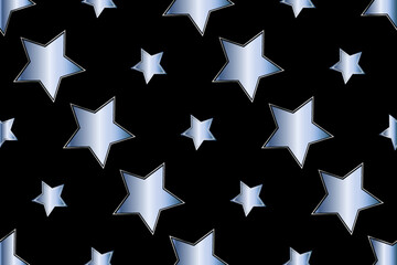 Seamless pattern with steel stars on black background Vector illustration Texture for wrapping and fabric