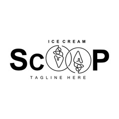 Ice Cream Gelato Logo Design, Sweet Soft Cold Food, Vector Brand Company Products