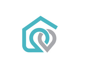 g line art house and double pin connected location logo icon symbol design templatey, symbol design template illustration inspiration