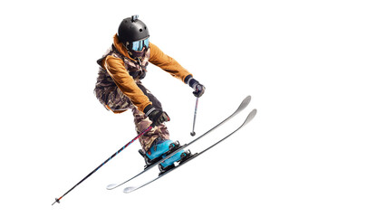 Skiing. Extreme winter sports. Skier jumping. Winter sports. Isolated