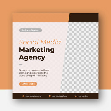Brown modern geometric corporate business digital marketing agency social media post banner ads template