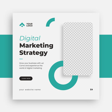 White green modern geometric corporate business digital marketing strategy social media post banner ads template