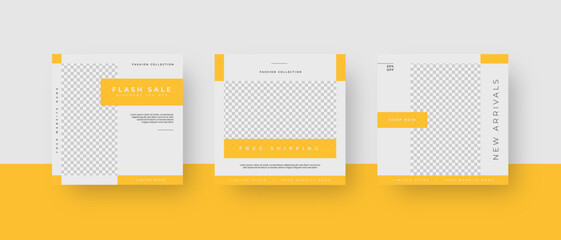 Yellow modern minimalist geometric corporate business fashion collection sale social media post banner ads template