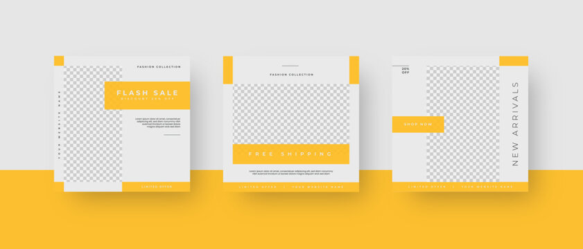 Yellow modern minimalist geometric corporate business fashion collection sale social media post banner ads template
