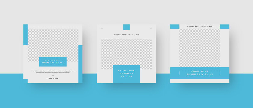 Blue modern minimalist geometric corporate business fashion collection sale social media post banner ads template