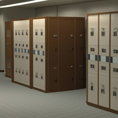 Brown Lockers in a Gym Changing Room