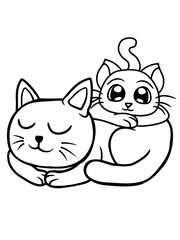 Chillende Katzen Freunde aufeinander 