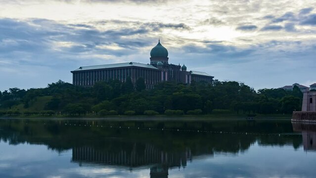 Time-lapse 4k UHD footage of Prime Minister Office at Putrajaya during sunrise