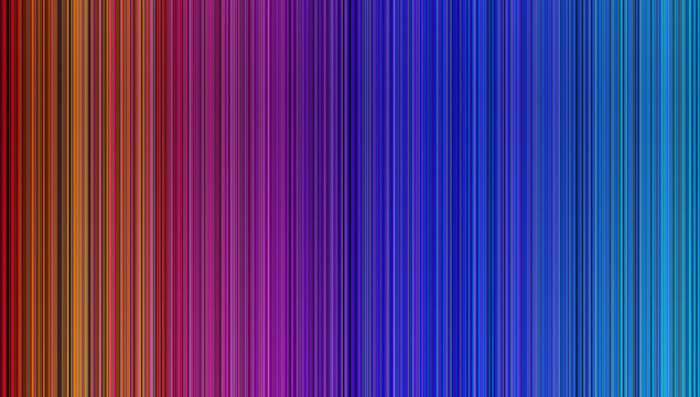 Spectrum of colors consisting of numerous fine lines of color. Blue to purple stripe background made from thousands of fine colored stripes. Background or cover for something creative or diverse.