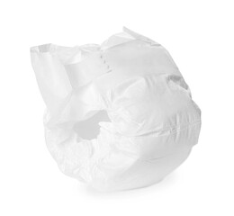 Single disposable baby diaper isolated on white