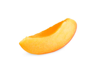 Slice of delicious ripe apricot isolated on white