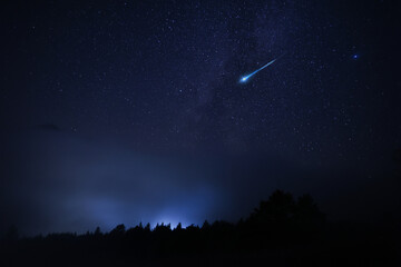 Beautiful view of shooting star in night sky