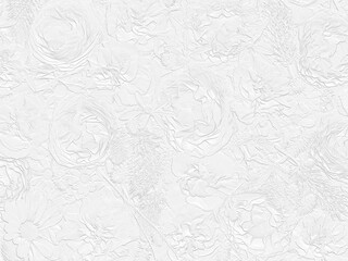 Relief of ranunculus and carnations. White floral background. 3D illustration. 3D render