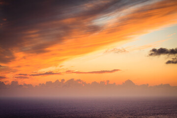 Sunset or sunrise over sea surface