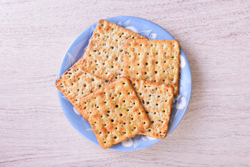 Quinoa soda cracker on the plate    