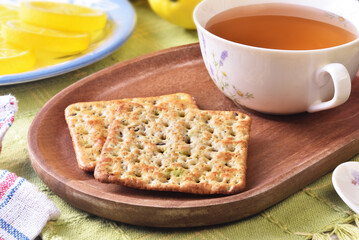 Quinoa soda cracker on the plate    