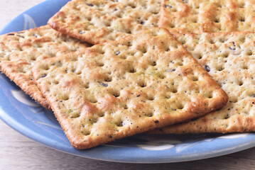 Quinoa soda cracker on the plate    