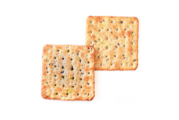Quinoa soda cracker on white background 