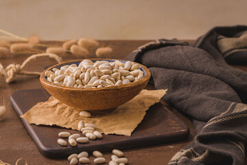 White beans in a ceramic bowl