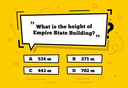 Quiz menu, test questions menu choice. Vector funky style template of TV show or trivia game layout. Intellectual challenge contest, screen with question and answer options in frames