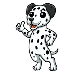 Cute dalmatian dog cartoon giving thumb up