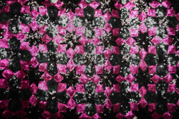 Black and pink shiny sequin stars texture bg