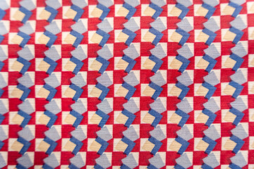 Red, blue and white chevron shiny fabric texture bg