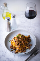 fettucine ragu with red wine