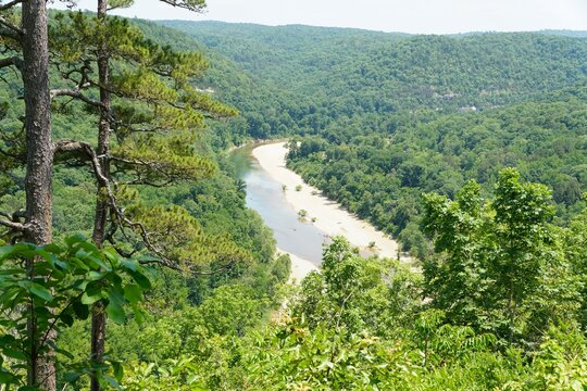 The distance and scenic view of Buffalo River near Yellville, Arkansas, U.S