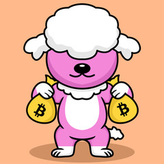 Vector illustration of premium cute dog doing weightlifting