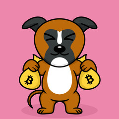 Fototapeta premium Vector illustration of premium cute dog doing weightlifting