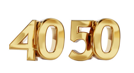 40 50 golden bold symbols isolated 3d-illustration