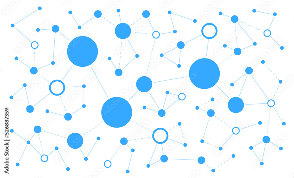Poster Technology network connected dots and lines background template. System information linked global digital database graphic vector.