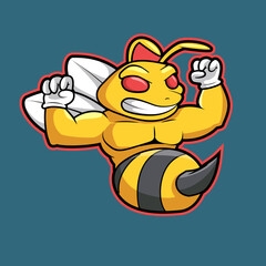 bee mascot logo cartoon illustration
